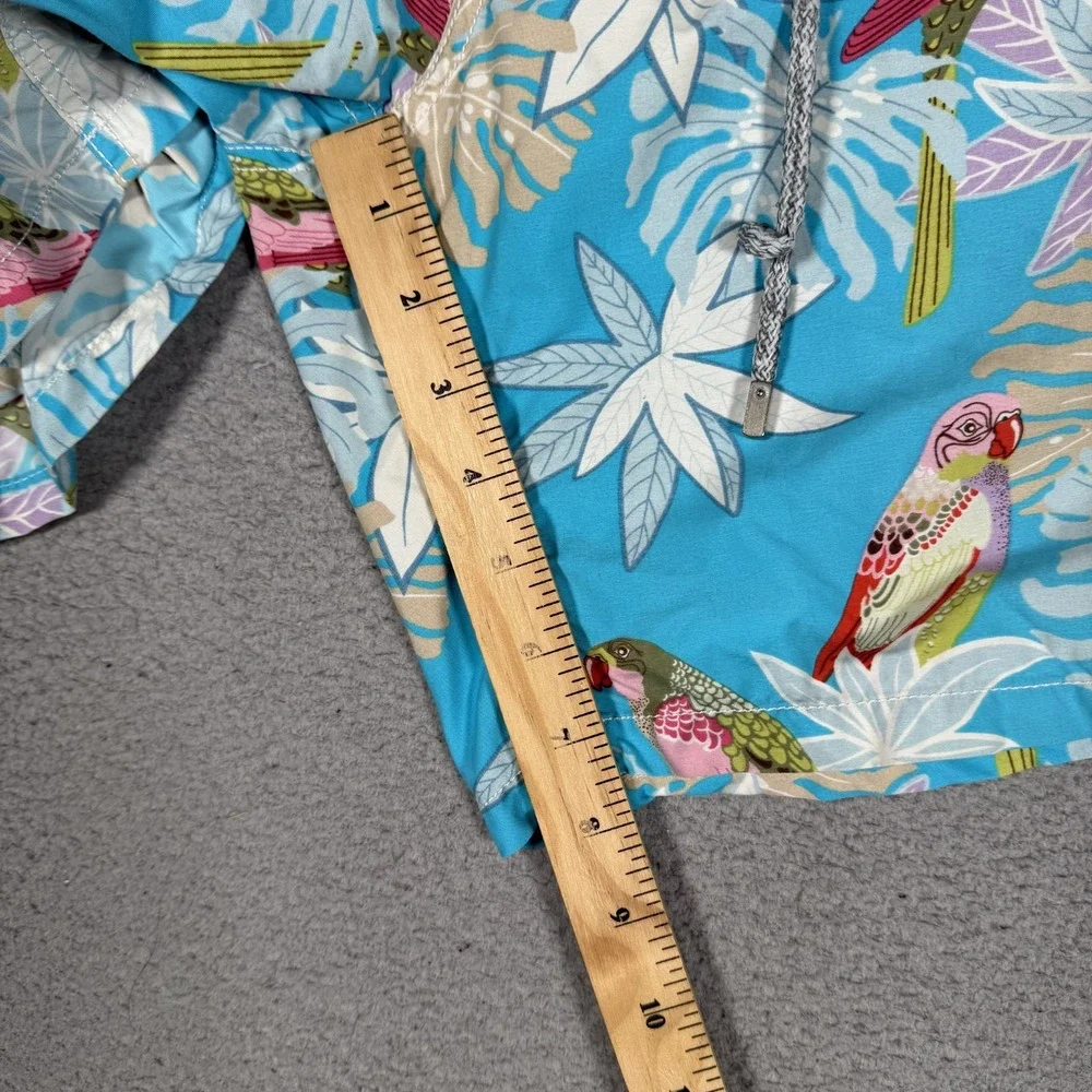 Villebrequin Shorts Mens XXL Blue Floral Parrot All Over Swim Board Pockets Logo